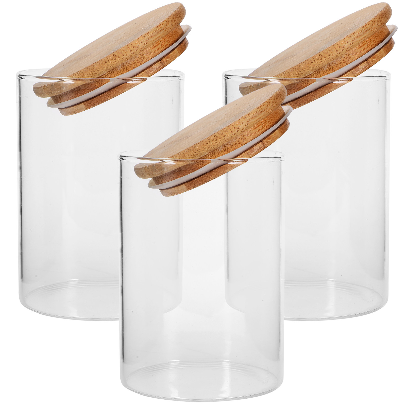 Airtight Cereal Jar - 3Pcs Glass Sealed Jar Kitchen Storage