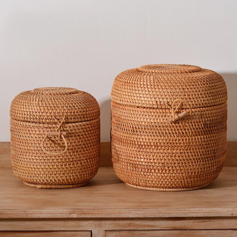 Food Storage Underground - Handwoven Rattan Tea Storage Box With