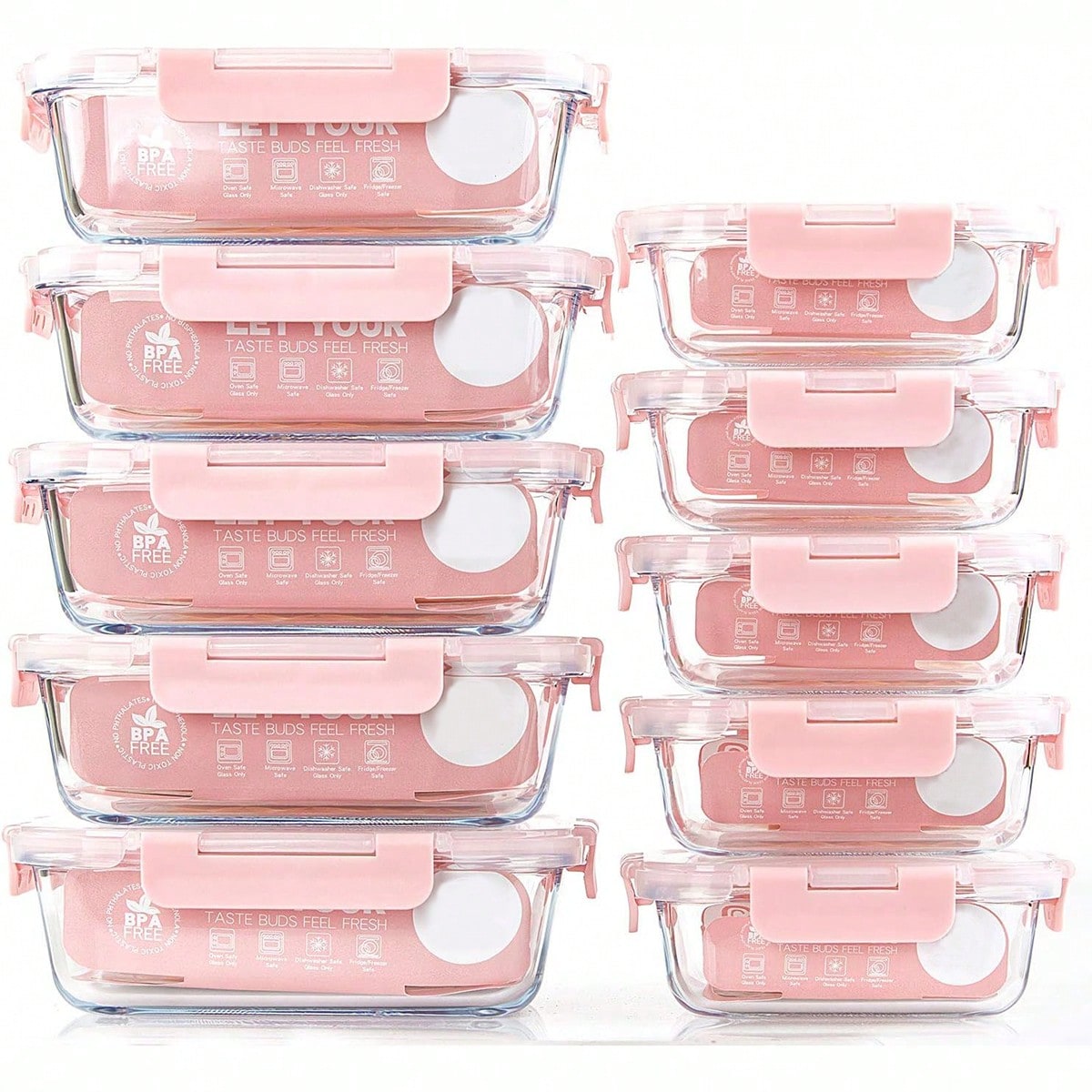 Food Storage Underground - 10 Pack Glass Meal Prep Containers,