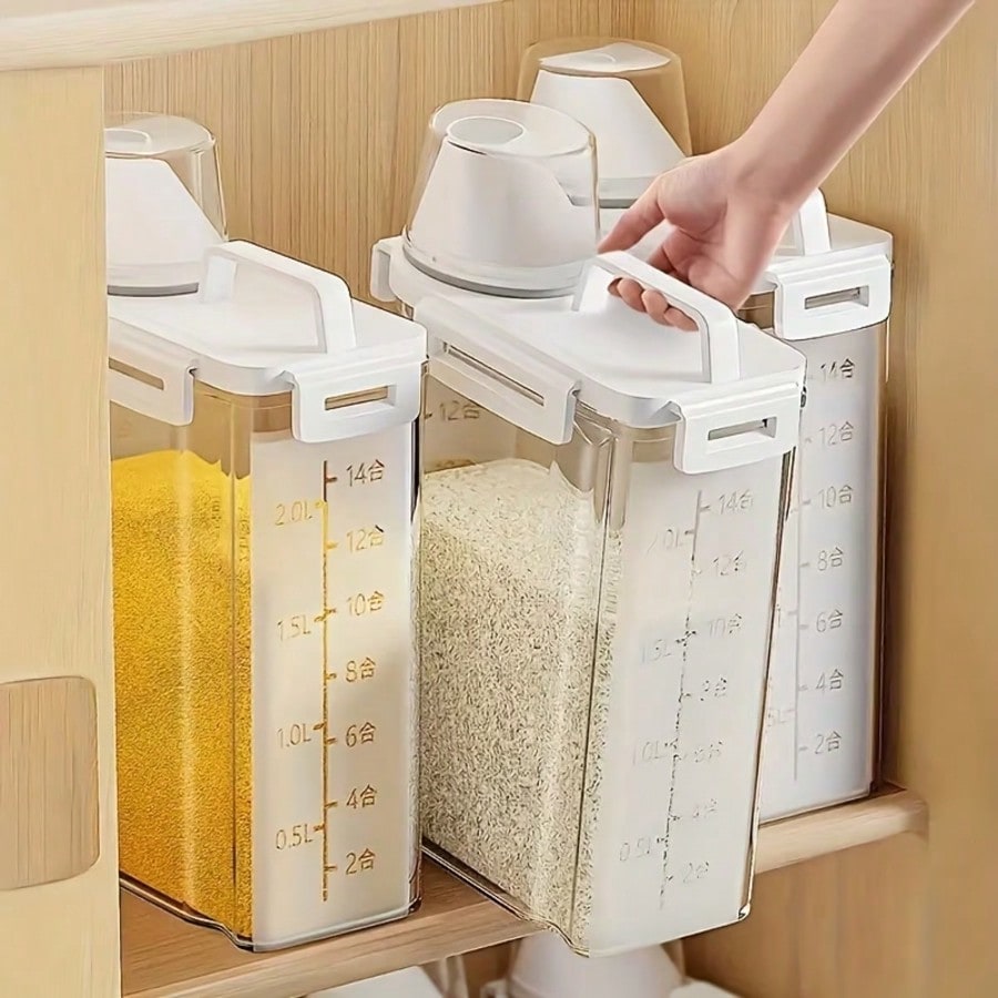 Food Storage For Pantry - 4 Pcs Rice Airtight Storage Container,