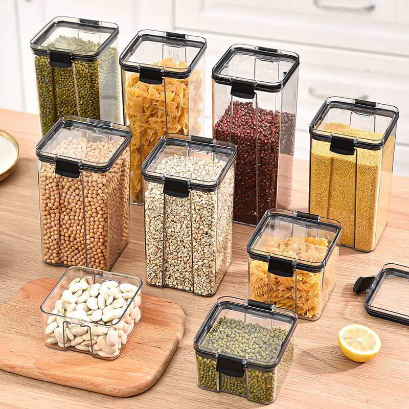 Airtight Cereal Jar - 1-4PCS Sealed Jars Kitchen Organizer Grain