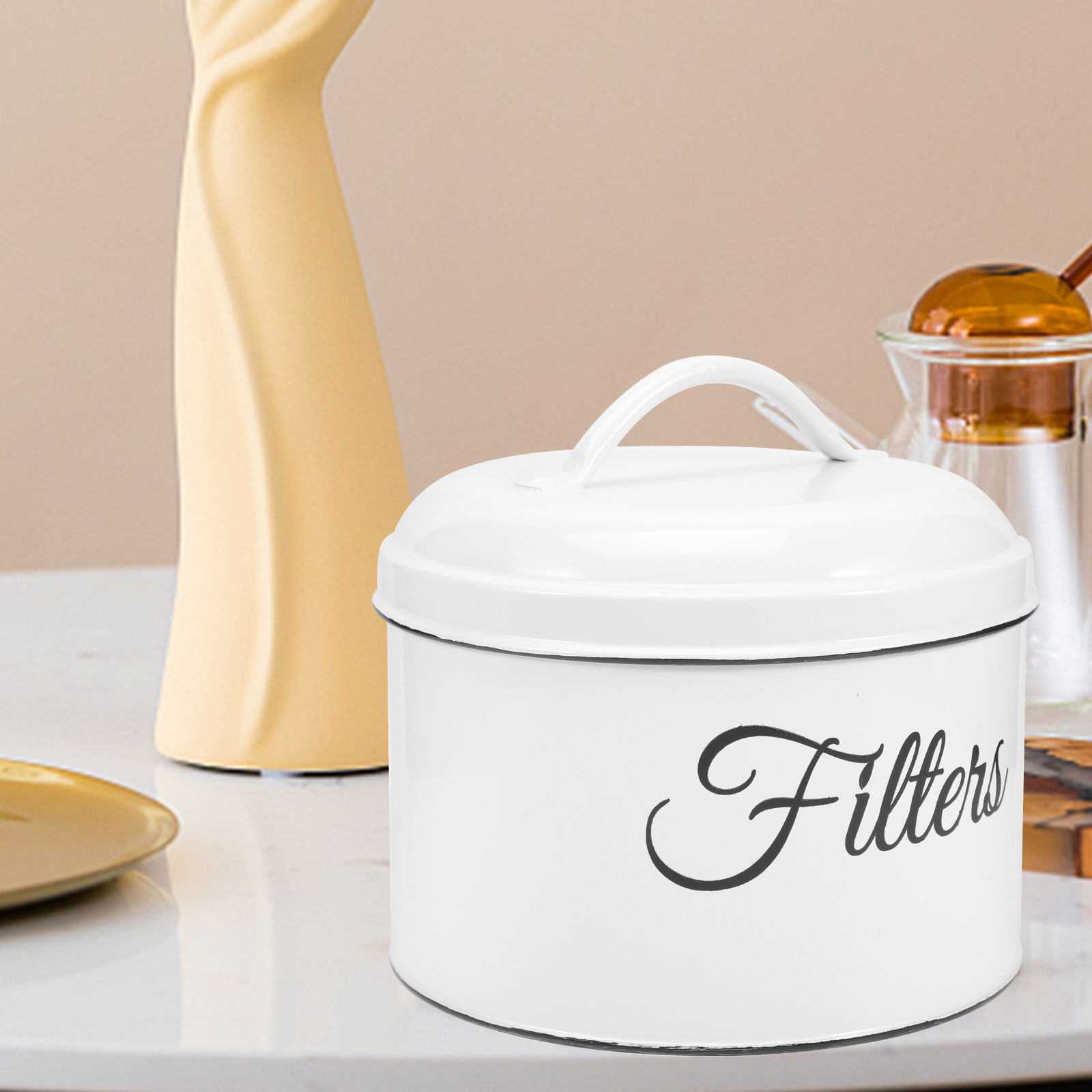 Airtight Cereal Jar - Metal Food Storage Jar for Coffee