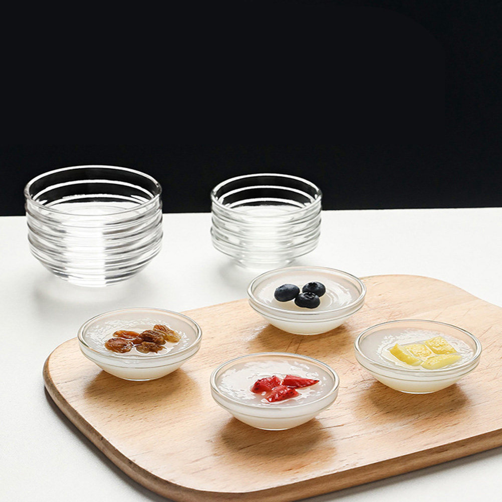 Food Storage Containers Glass - 12Pcs Safe Non- Pudding Bowls Transparent