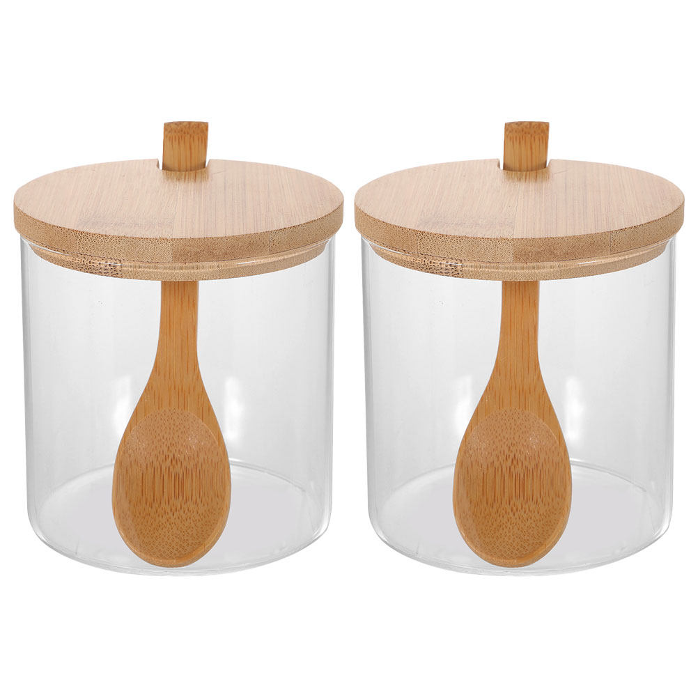 Food Storage Containers Glass - 2Sets Clear Glass Seasoning Containers with