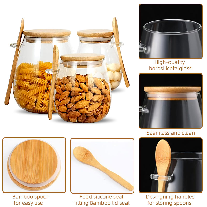 34oz sealed glass jar with spo - đánh giá và giá Food Storage Glass Container Set