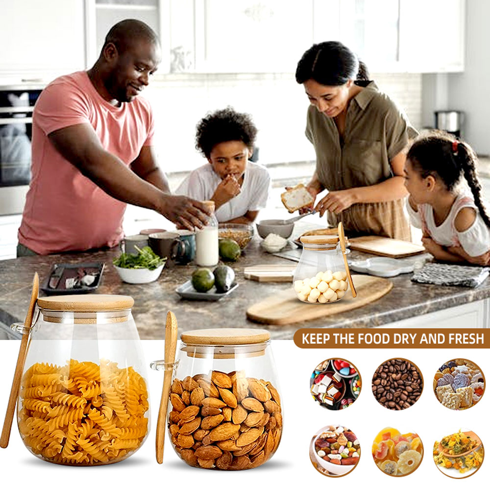 34oz sealed glass jar with spo - đánh giá và giá Food Storage Glass Container Set