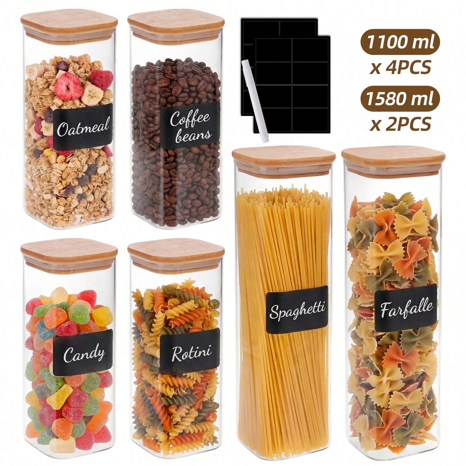 6/12pcs Glass Food Storage Con - đánh giá và giá Food Storage For Pantry