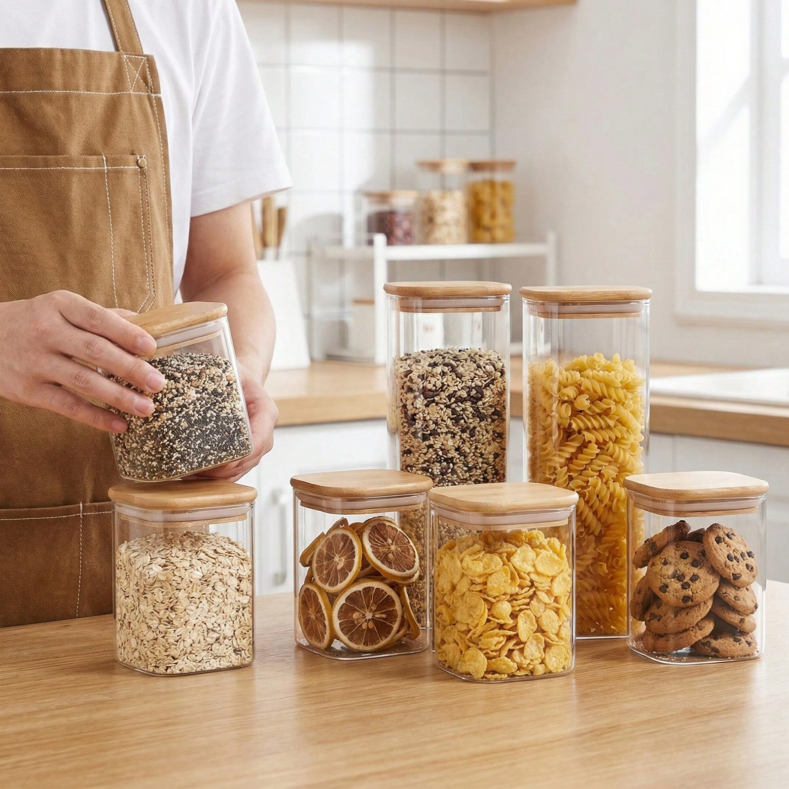 6/12pcs Glass Food Storage Con - đánh giá và giá Food Storage For Pantry