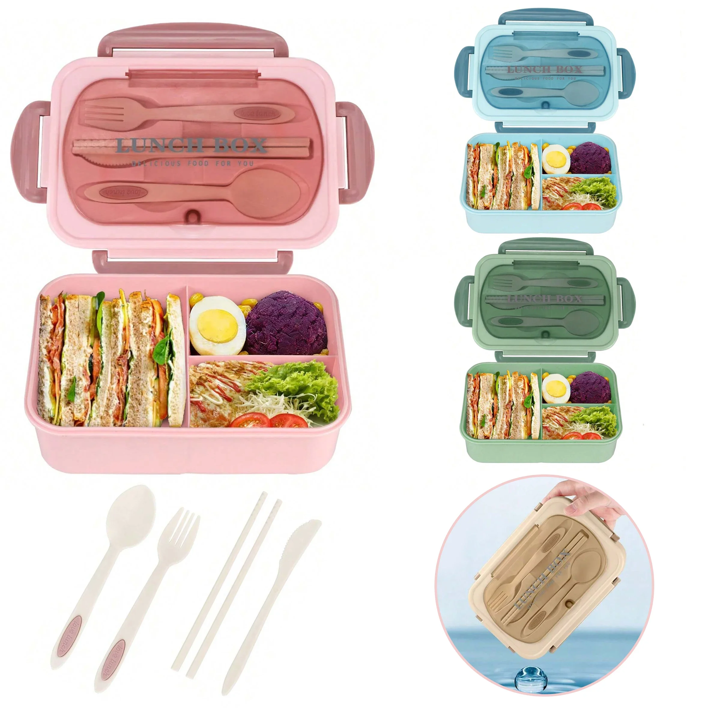 Adult Bento Box with 3 Compart - đánh giá và giá Food Storage 30 Years