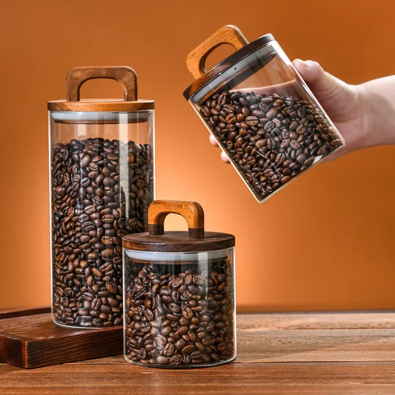 800-2100ml Wood Lid Glass Jar  - đánh giá và giá Food Storage Glass Container Set