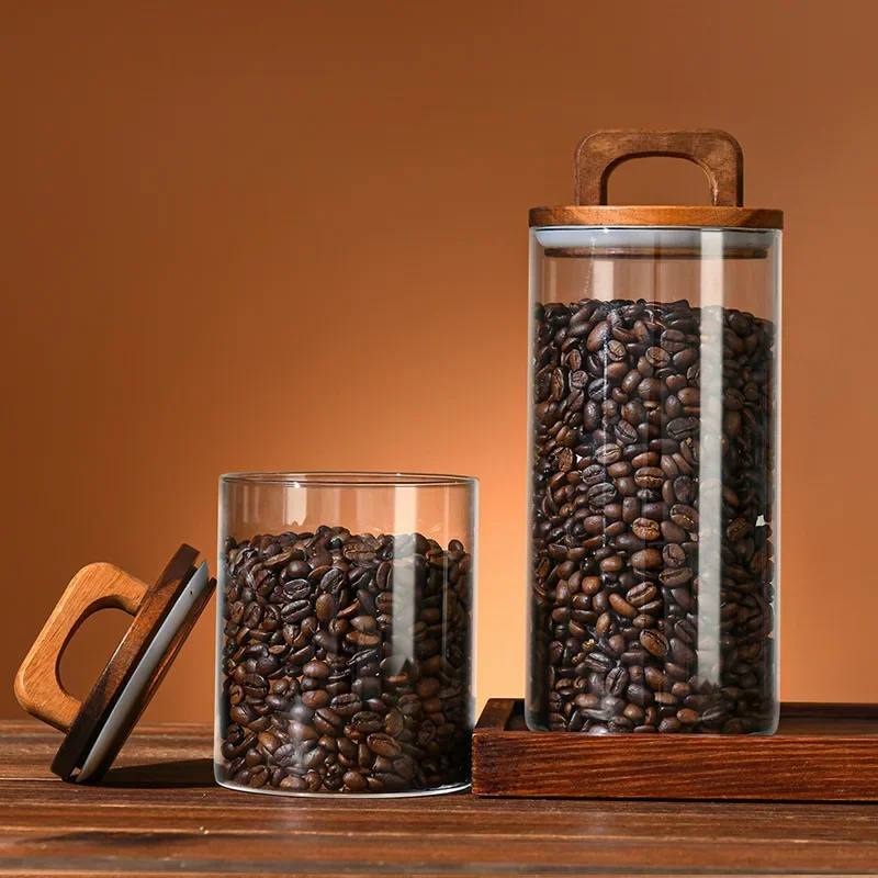 800-2100ml Wood Lid Glass Jar  - đánh giá và giá Food Storage Glass Container Set