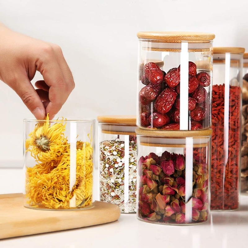12 Glass Jars Set with Bamboo  - đánh giá và giá Airtight Cereal Jar