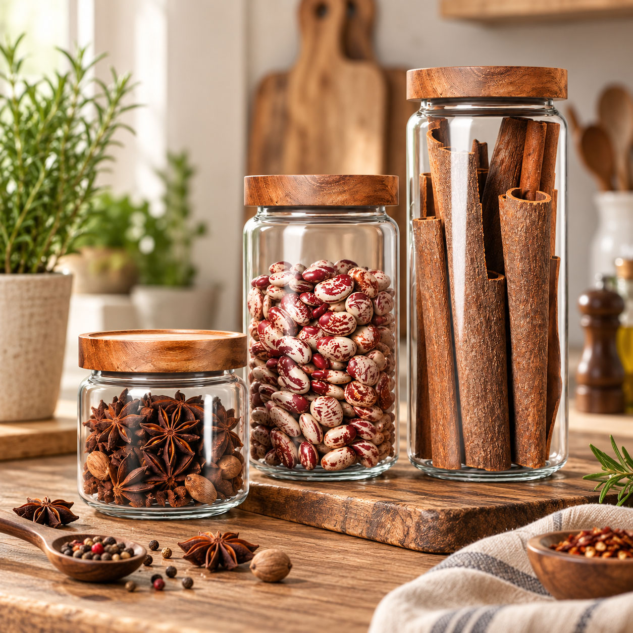 1pcs Wood Lid Orgnizer Glass A - đánh giá và giá Food Storage Glass Container Set