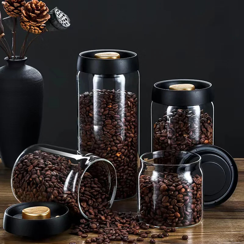 Coffee beans vacuum sealed jar - đánh giá và giá Food Storage Glass Container Set