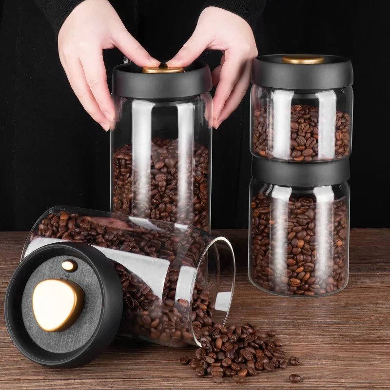Coffee beans vacuum sealed jar - đánh giá và giá Food Storage Glass Container Set