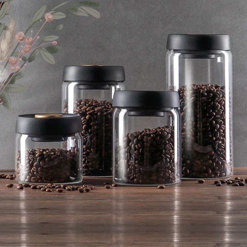 Coffee beans vacuum sealed jar - đánh giá và giá Food Storage Glass Container Set