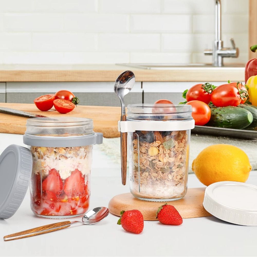Yogurt Jar 350ml Overnight Oat - đánh giá và giá Food Storage Glass Container Set